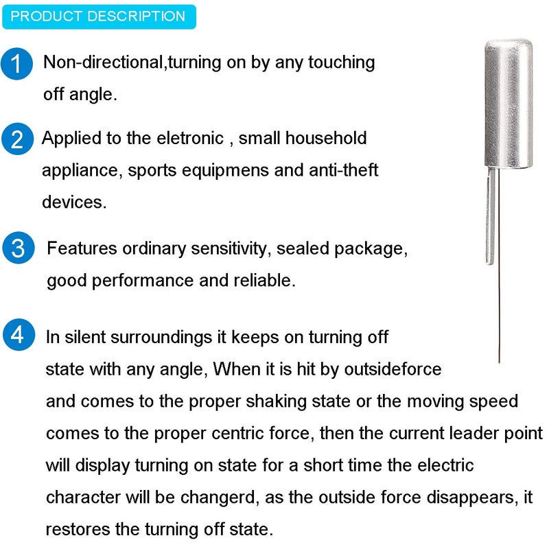 DKARDU 50 pcs SW-58010P High Sensitivity Spring Vibration Switch Electronic Vibration Sensor 12V 10MA Water Proof dust-Proof - Image 4